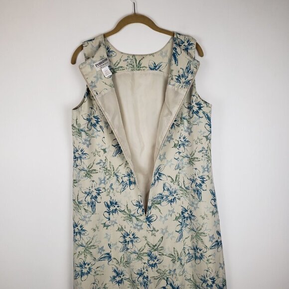 Pendleton Woven Silk Midi Dress Vtg Y2K Khaki Floral Modest Jumper Size M - Picture 6 of 8